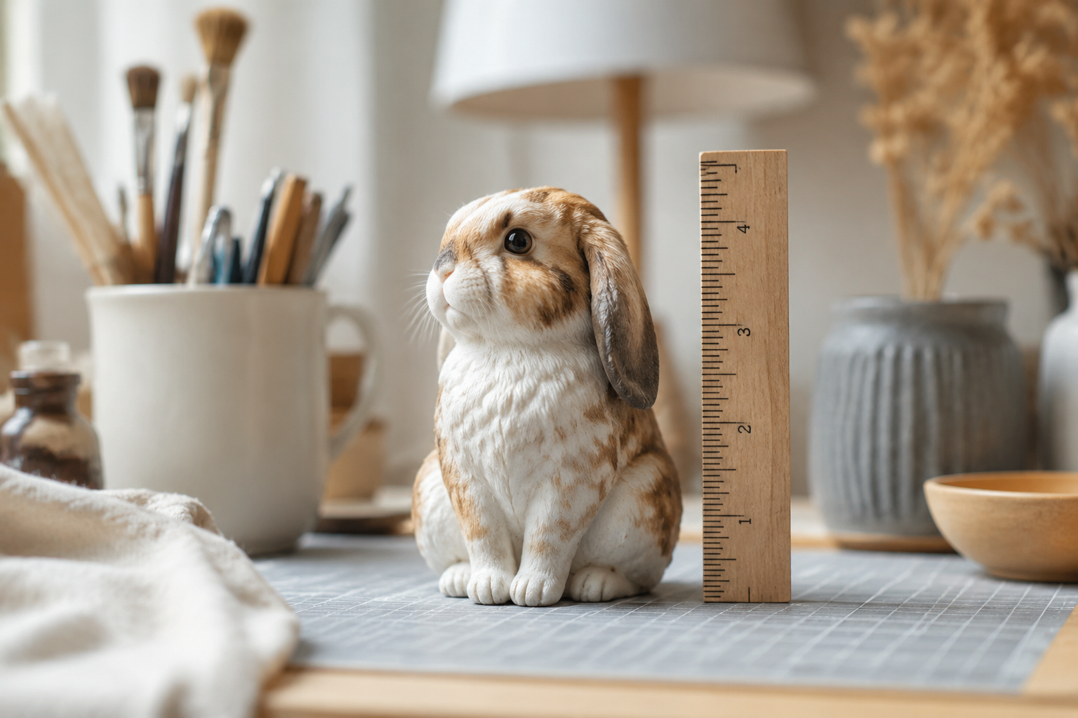 Rabbit figurine sitting with relaxed ears — in-article view